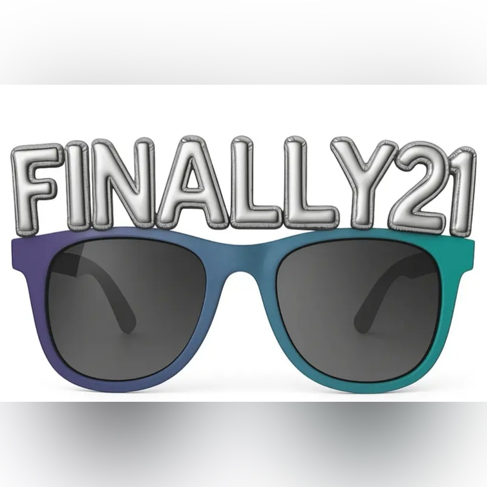 21st Birthday Novelty Blue-Green Ombre Sunglasses with Dark Lenses - 4 Pairs